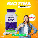 BIOTINA NATROL para el Cabello, Uñas y Piel Anti-Caída del Cuero Cabelludo